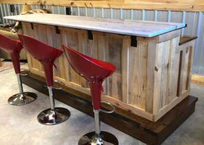 AA Farms & Sawmill | Canon, GA | custom bar with red stools