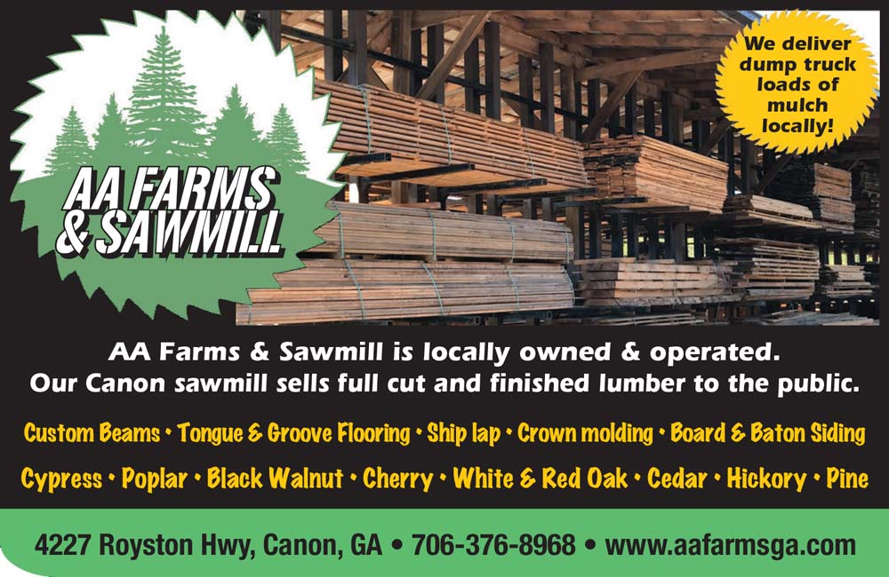 AA Farms & Sawmill | Canon, GA | ad